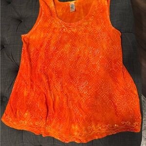 Vintage India Boutique Orange Flowy Tank Top